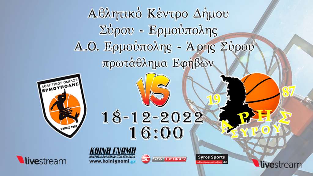 Live Stream: ΑΟ Ερμούπολης - Άρης Σύρου (Πρωτάθλημα Εφήβων)