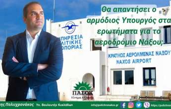 Γιάννης Πολυχρονάκος: «Θα απαντήσει ο αρμόδιος Υπουργός στα ερωτήματα για το αεροδρόμιο Νάξου;»